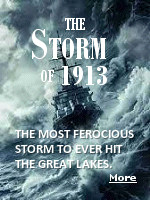 There have been a plethora of incredible storms recorded around the Great Lakes through the ages but the most ferocious of them all occurred in November, 1913. Nicknamed ''The Great White Hurricane'' this monster storm ravaged the entire Great Lakes region with wind gusts up to 100 mph,  killing over 250 people and destroyed 19 ships. In 1975, a vicious November storm pounded parts of the Great Lakes and caused the sinking of the ''Edmund Fitzgerald''. The 1913 storm was much stronger and widespread.